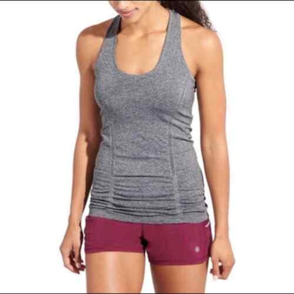 Athleta Fastest Track Space Dye Heather Racerback Rouched Anti-Ride Up W… - Picture 2 of 14